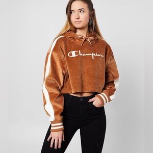 Champion brown corduroy cropped hoodie